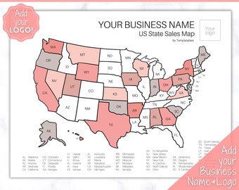 US Sales Map, Etsy Sales Map, EDITABLE Small Business Sales Map, USA States, Procreate, Color In Map, Printable Etsy Seller Order Tracker,