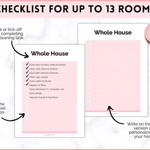Cleaning Checklist, Printable Room by Room Cleaning Cards, Family ...