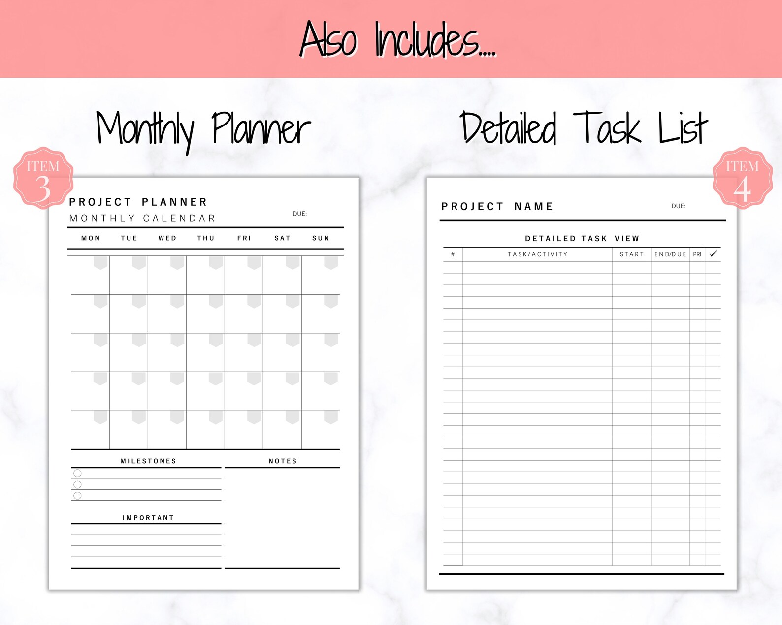 EDITABLE Project Planner Printable. Template BUNDLE, Work, Business ...