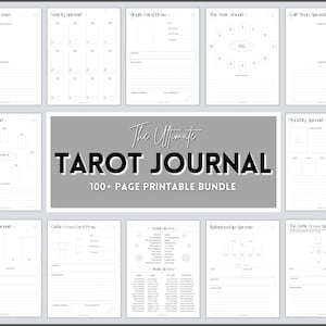 Diário de tarô, livro de exercícios para planejador de tarô para impressão com mais de 100 páginas, leitura diária de cartas, spreads de tarô, caderno de baralho de tarô, bruxa, grimório, oráculo