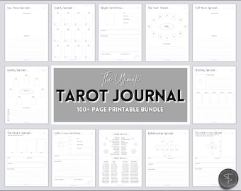 Tarot Journal, 100+ Pg Printable Tarot Planner Workbook, Daily Card Reading, Tarot Spreads, Tarot Deck Notebook, Witch, Grimoire, Oracle