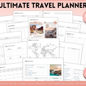 Ultimate Travel Planner Printable BUNDLE, trip planner, vacation, roadtrip diary, travel templates, holiday notebook, journal, packing list