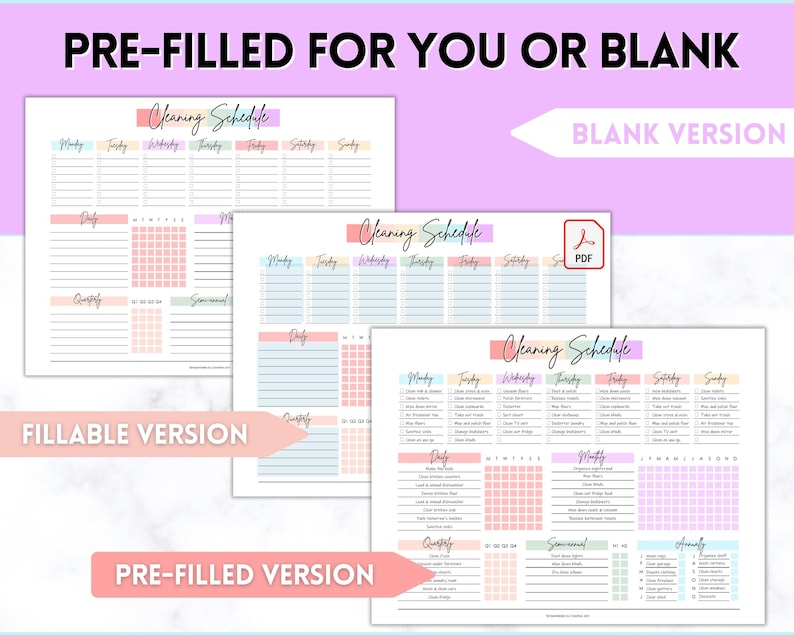 EDITABLE Cleaning Planner, Cleaning Checklist, Cleaning Schedule, Weekly House Chores, Adhd Clean Home, Monthly, Household Planner Printable image 7