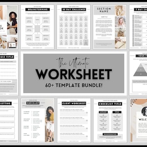 Workbook Template Bundle! Canva WORKSHEET Templates, eBook, Lead Magnet, Coaches, Opt In, Charts, Checklists, Planners, Webinar, Challenges