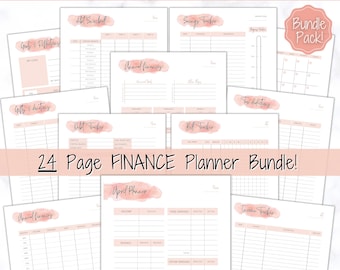 Budget Planner Printable BUNDLE, Financial Tracker, Savings Tracker, Binder, Monthly Debt, Bill, Spending, Expenses Income Tracker