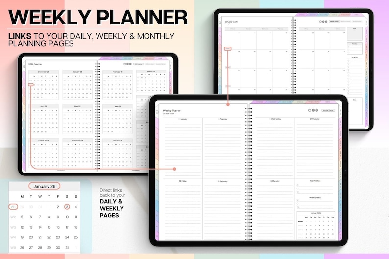 COLORFUL Digital Planner, 2026 Goodnotes Planner, Daily Weekly, Monthly ...