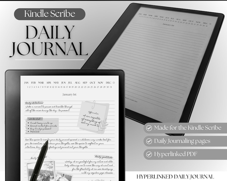 Kindle Scribe Daily Journal, Digital Journal, Digital Notebook, Lined Note Taking, Kindle Template, Kindle Planner Digital Diary Calendar