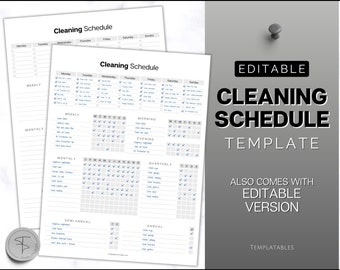 Cleaning Schedule, EDITABLE Cleaning Checklist, Cleaning Planner, Weekly House Chores, Clean Home Routine, Monthly Cleaning List
