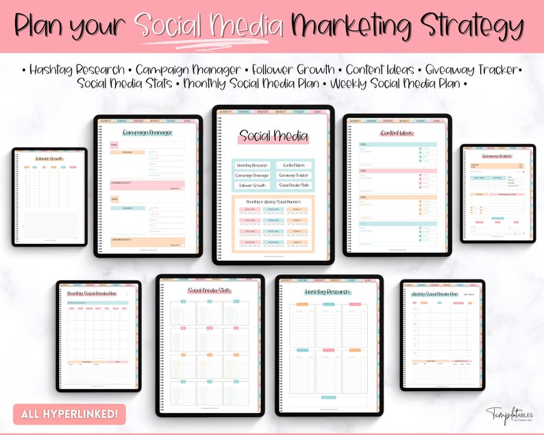 Digital Small Business Planner, Undated Trackers, Social Media, Finances, GoodNotes Digital Journal, Monthly, Weekly, Side Hustle, iPad image 7