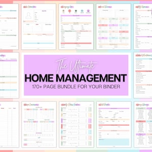 The ULTIMATE Home Management Binder Bundle! 170pg Colorful Household Planner, Cleaning, Emergency, Budget, Meal planners & checklists, Life