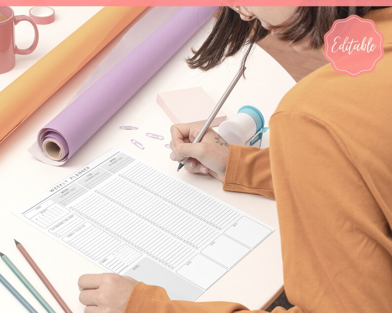 EDITABLE Weekly Planner Printable Hourly Planner Week on 2 | Etsy Canada