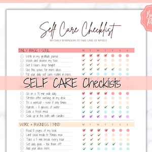 Self Care Checklist, Self-Care Planner, Selfcare Journal Tracker, Wellness Planner Printable, Daily Wellbeing, Mindfulness Mental Health Kit