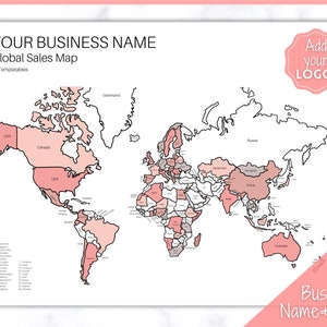 WORLD Sales Map, EDITIERBARE Etsy Global Sales Tracker, Business Sales Map, Bestell-Tracker, Shop-Verkäufer-Karte, Procreate PNG, Color In Printable