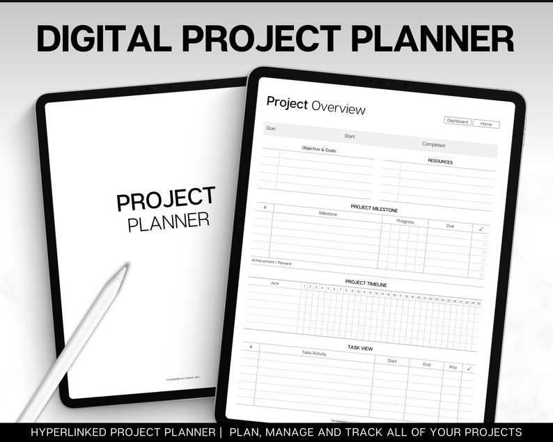 Digital Project Planner! Project Tracker, Project Management, Digital Planner, Work Schedule, Business, Student, Productivity, Gantt, Plan