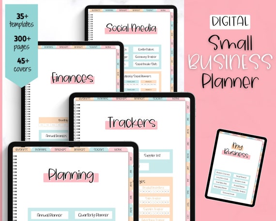 Digital Small Business Planner, Undated Trackers, Social Media, Finances, GoodNotes Digital Journal, Monthly, Weekly, Side Hustle, iPad