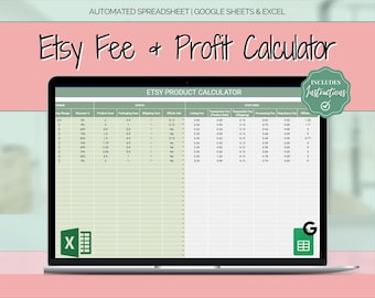 Etsy Profit Calculator, Pricing Spreadsheet for Small Business & Etsy Sellers, Excel and Google Sheets, Fees Strategy, Sell on Etsy Store