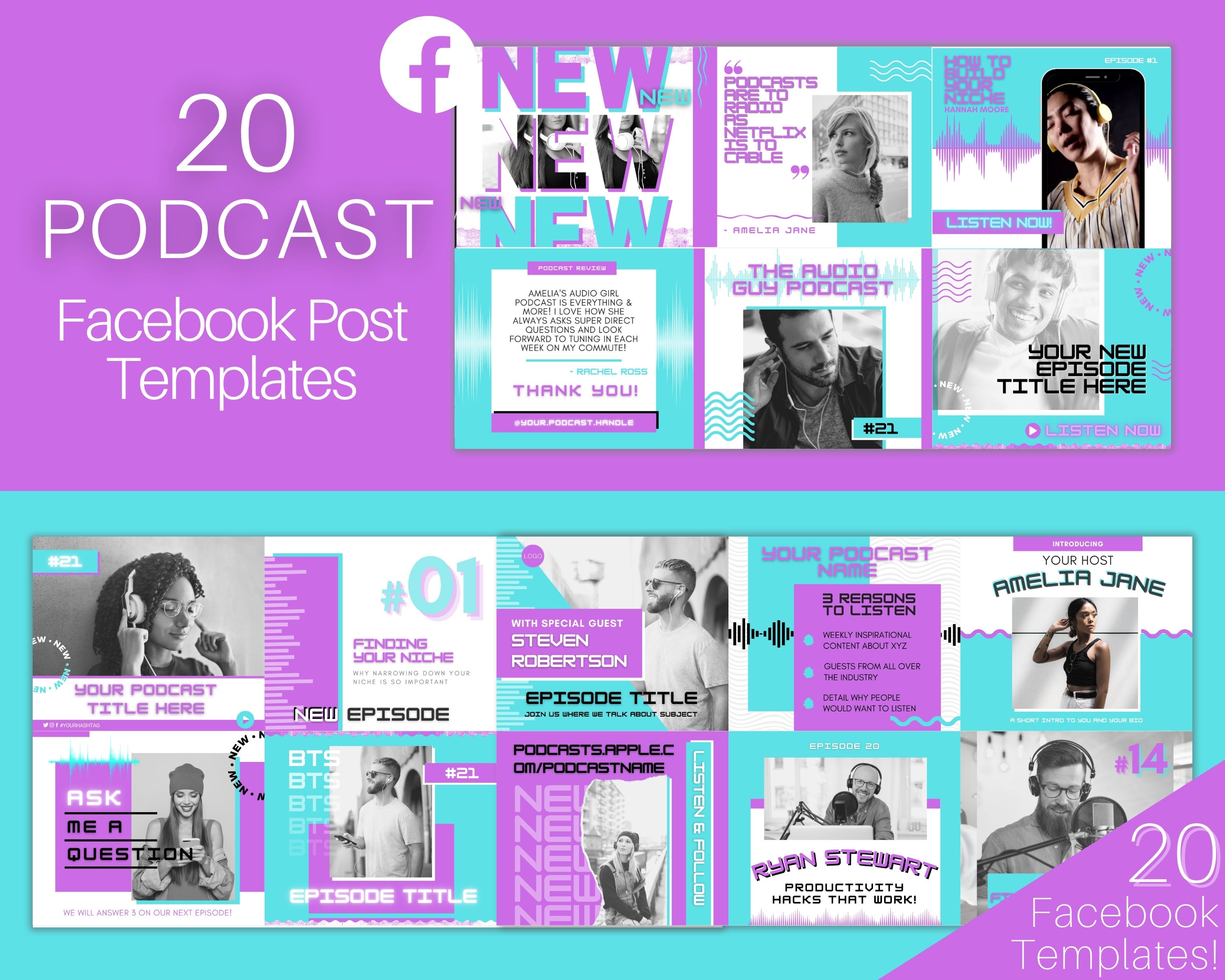 20-podcast-facebook-post-templates-editable-social-media-etsy