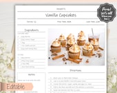 Recipe Page template, EDITABLE Recipe Book Template, Recipe Cards, Minimal Recipe Binder, 8.5x11 Printable Farmhouse, Food Planner Cookbook