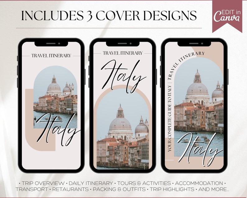 MOBILE Travel Itinerary Template, Digital Travel Guide, Weekend Trip Itinerary, Birthday, Girls trip, travel agent planner, Canva template image 8