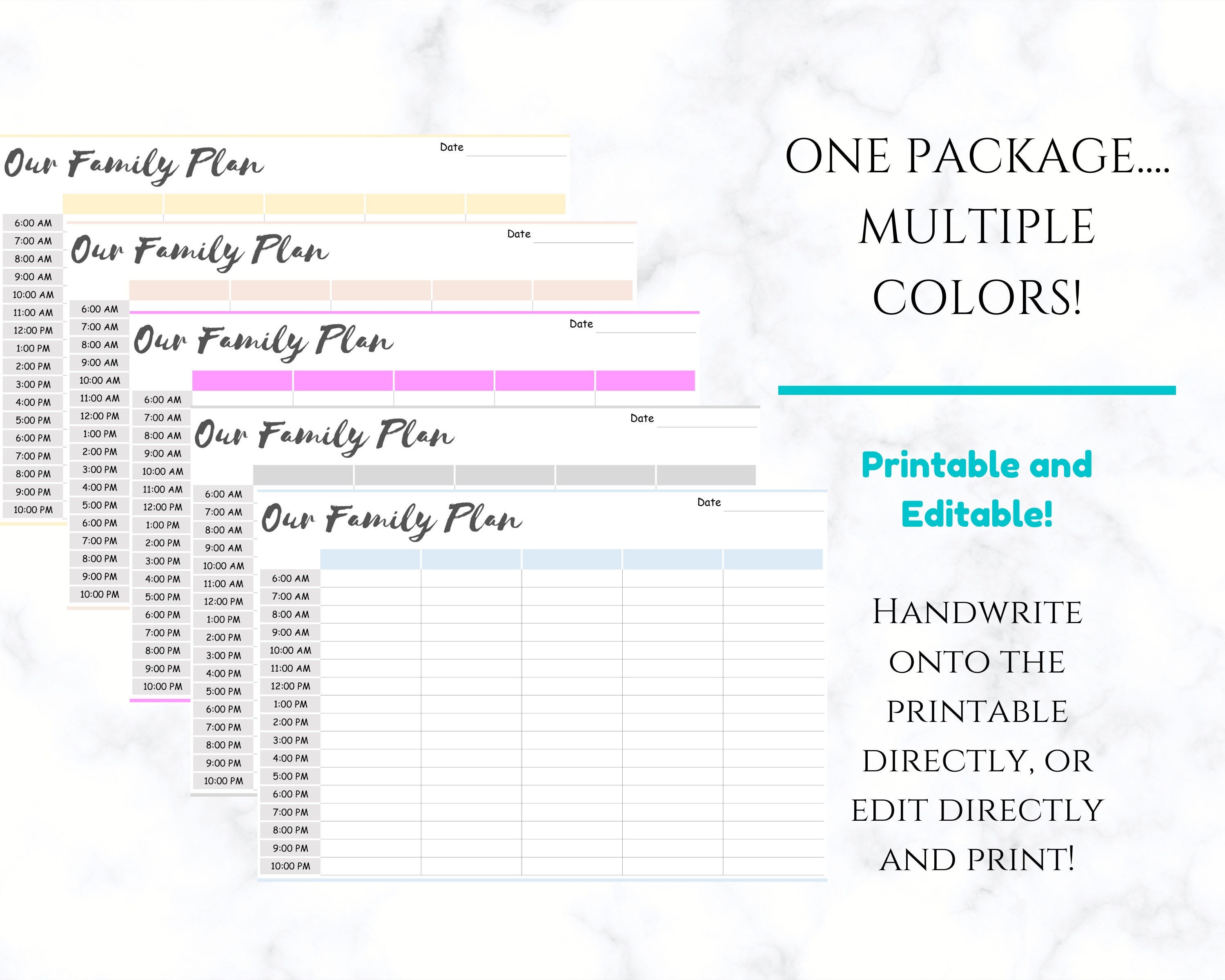 EDITABLE Weekly FAMILY PLANNER Family Planner Printable Etsy