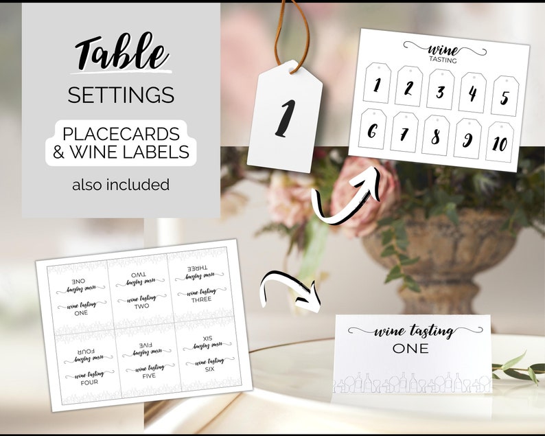 Wine Tasting Kit Complete Guide to Blind Wine Tasting. Placemats, Tasting Cards, Sign, Sheet, Menu, Game. Great for Wine nights & parties image 8