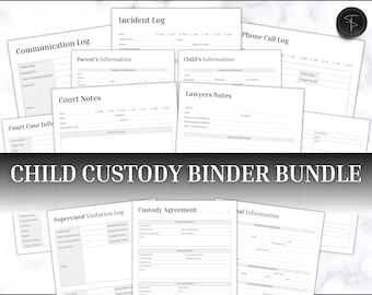 Child Custody Binder, Child Custody Journal, Printable Child Custody Planner, Co-parenting Calendar, Divorce Planner, Communication Log, Mom