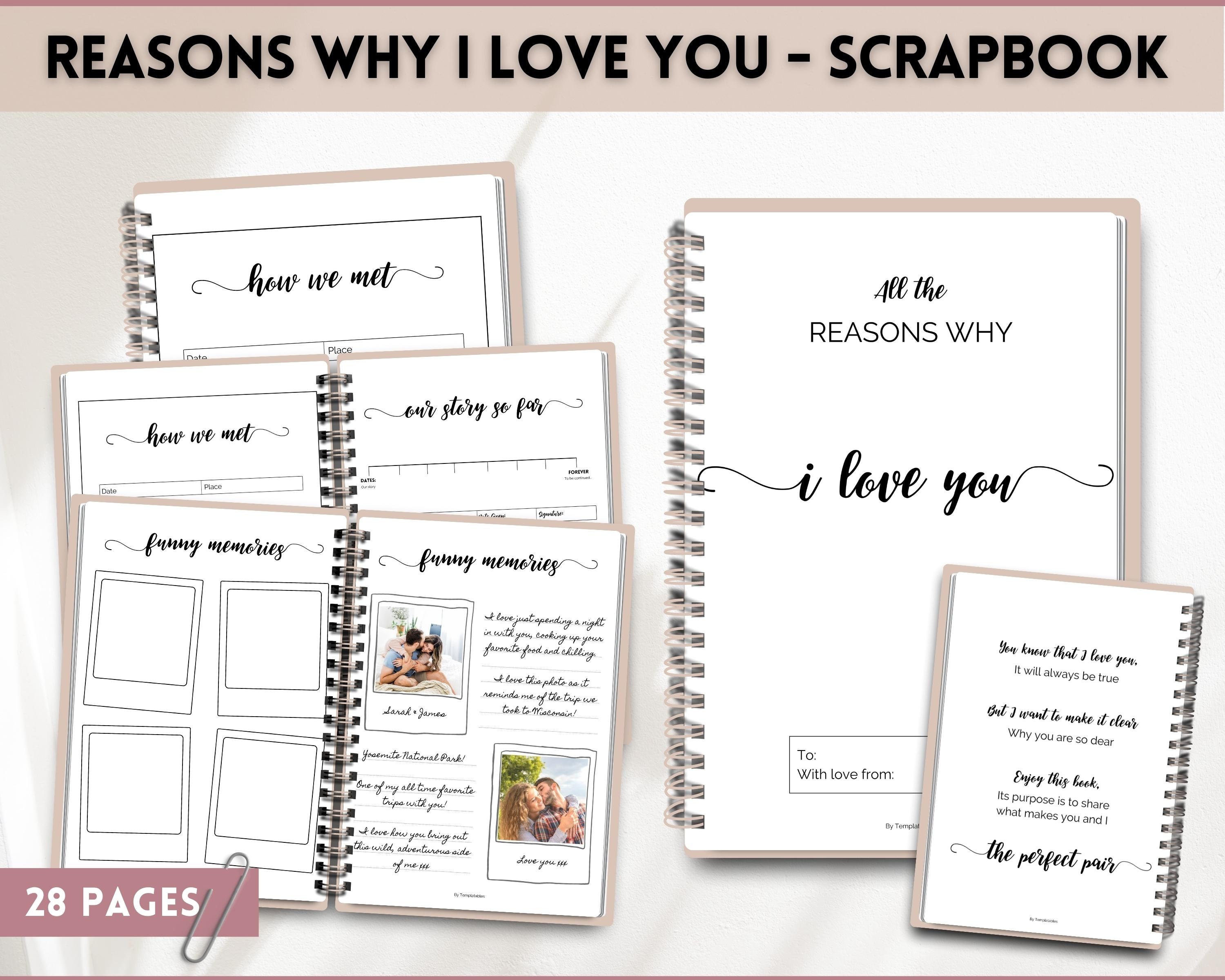 Reasons Why I Love You Scrapbook, Valentines Day Gift, Last Minute Present,  Love Notes Journal, Paper Anniversary, Story so Far, for Her Him 