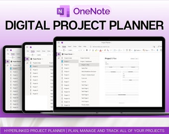OneNote Project Planner! Project Tracker, Project Management, Digital Planner, Work Schedule, Business, One Note Template, Gantt, Plan