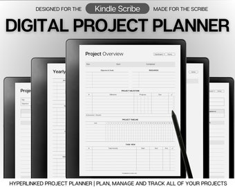 Template for Kindle Scribe, Project Planner, Project Tracker Management, Work Schedule, Business Planner, Student, Productivity, Gantt