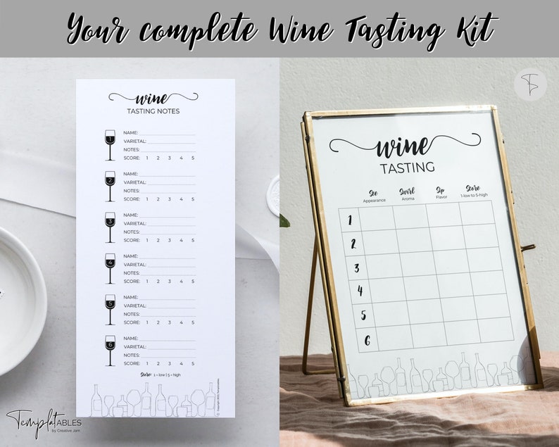 Wine Tasting Kit Complete Guide to Blind Wine Tasting. Placemats, Tasting Cards, Sign, Sheet, Menu, Game. Great for Wine nights & parties image 9
