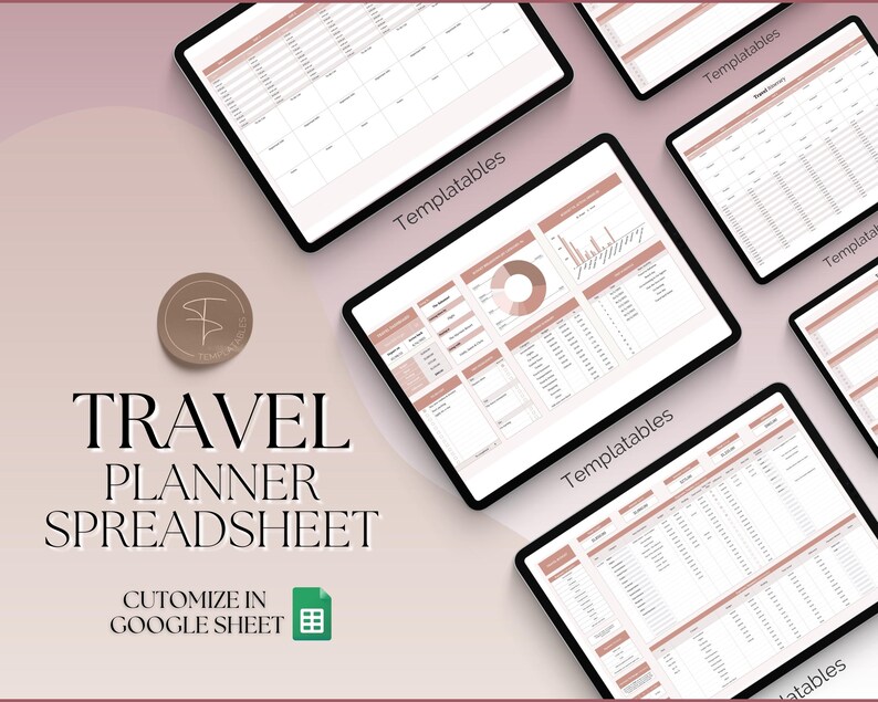 Pu&ograve; includere: Un modello di foglio di calcolo di pianificatore di viaggio digitale in uno schema di colori rosa e bianco. Il modello include sezioni per il budget, gli elenchi di imballaggio, gli itinerari e altro ancora. Personalizza in Google Sheets.