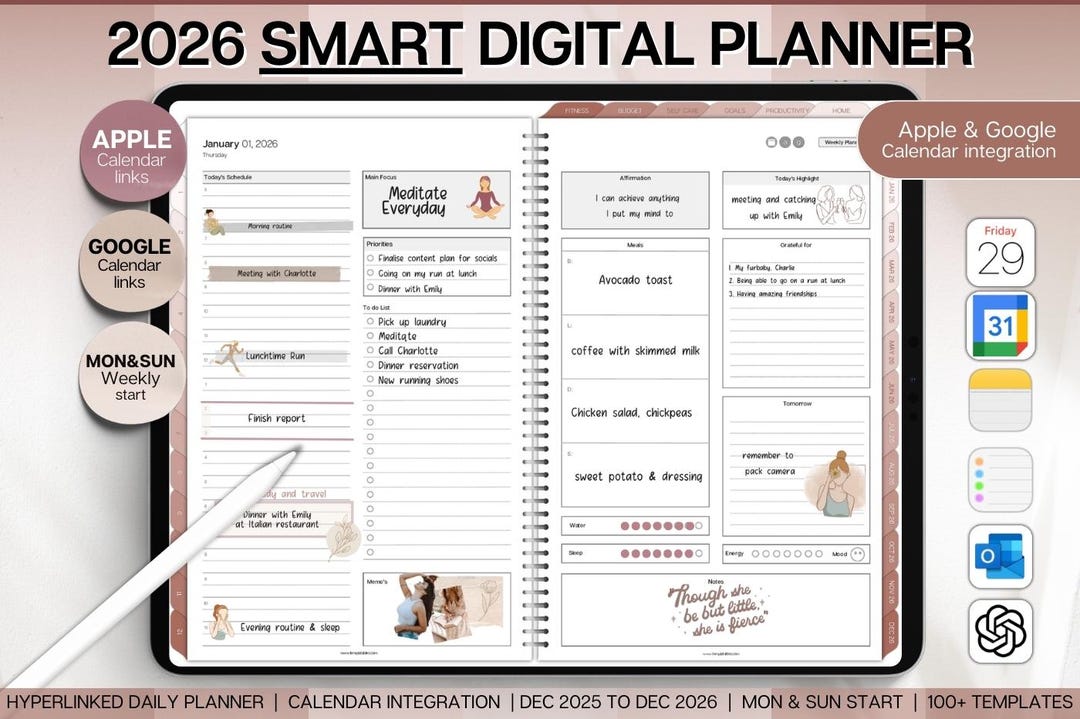 2026 Digital Daily Planner for Goodnotes in Luxury Brown Theme - Etsy