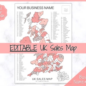 UK Postleitzahlen-Verkaufskarte, Geschäfts-Verkaufskarte, Farbe in Karte, Etsy-Verkäufe-Tracker, Postleitzahl, druckbare Verkaufskarte, Malvorlage, PNG Procreate