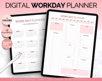 Digital Work Planner, Work Day Organizer, Daily Planner, Work from home To Do List, Business, Office Organizer, GoodNotes, Digital Planner