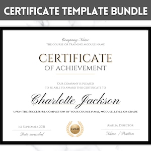 Certificate of Achievement Template, Editable Certificate of Completion BUNDLE, Award Recognition, Hair, Massage, Lashes Course, Training