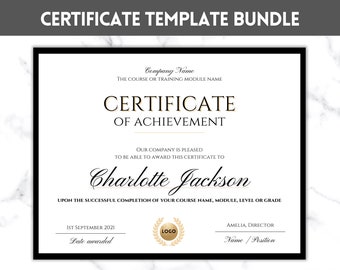 Certificate of Achievement Template, Editable Certificate of Completion BUNDLE, Award Recognition, Hair, Massage, Lashes Course, Training