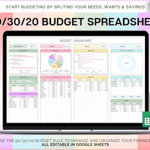 50/30/30 Budget Planner, Google Sheets Budget Spreadsheet, Automated Monthly Budget Tracker, Paycheck, Expenses, Saving Finance Planner