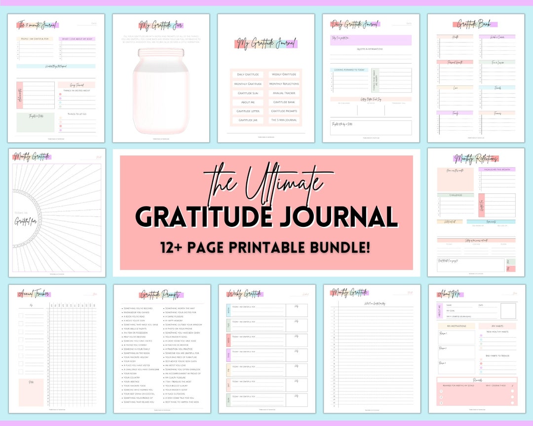 Gratitude Journal Printable BUNDLE Mindfulness Log, Gratitude Template ...
