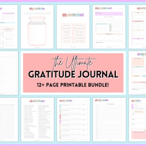Gratitude Journal Printable BUNDLE! Mindfulness Log, Gratitude Template, Self Care Planner, Daily Journal for Women, Gratitude Jar, Wellness