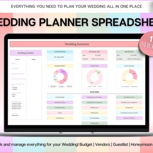 Wedding Planning Spreadsheet, Wedding Budget Planner, Wedding Checklist, Guest List, Google Sheets, Schedule, PINK Bridal Planner, Timeline