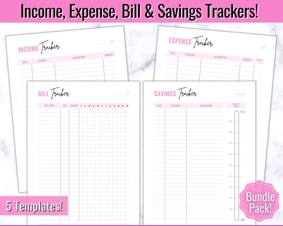 Bill Tracker BUNDLE, Expense Tracker, Spending Tracker, Budget Planner ...