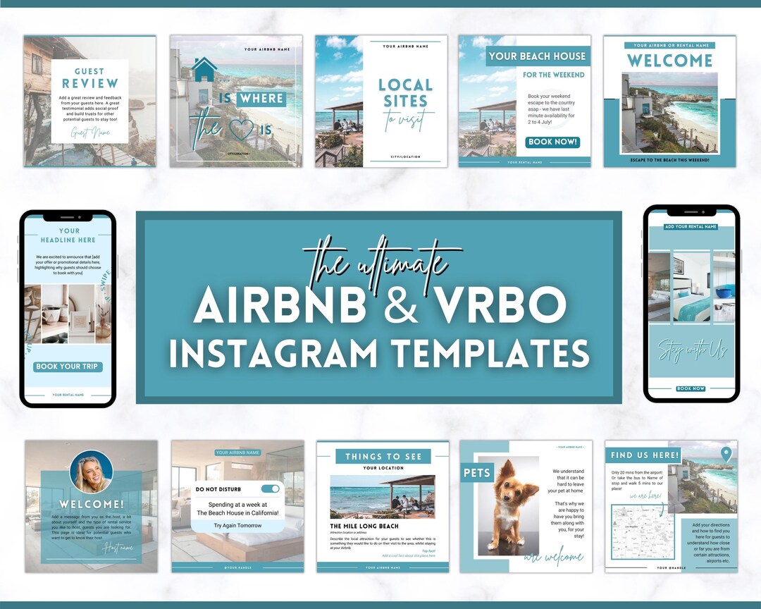 AIRBNB Instagram Templates! Editable Social Media Posts, Canva, Air Bnb ...