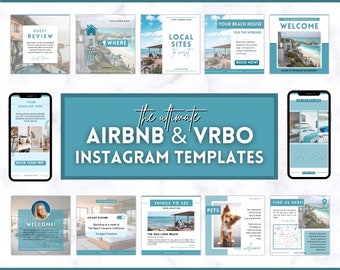 AIRBNB Instagram Templates! Editable Social Media Posts, Canva, Air bnb, Superhost, Host signs, Signage, VRBO Vacation Rental, Welcome Book