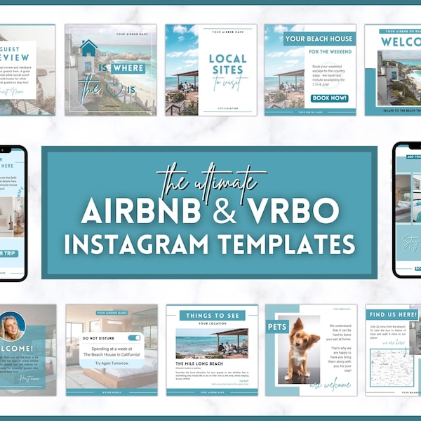 AIRBNB Instagram Templates! Editable Social Media Posts, Canva, Air bnb, Superhost, Host signs, Signage, VRBO Vacation Rental, Welcome Book