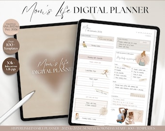 2024 Mom Life Digital Planner, MOM Digital Planner, Busy Mom, GoodNotes, iPad, Digital Life Planner, FREE digital stickers & Planner Covers