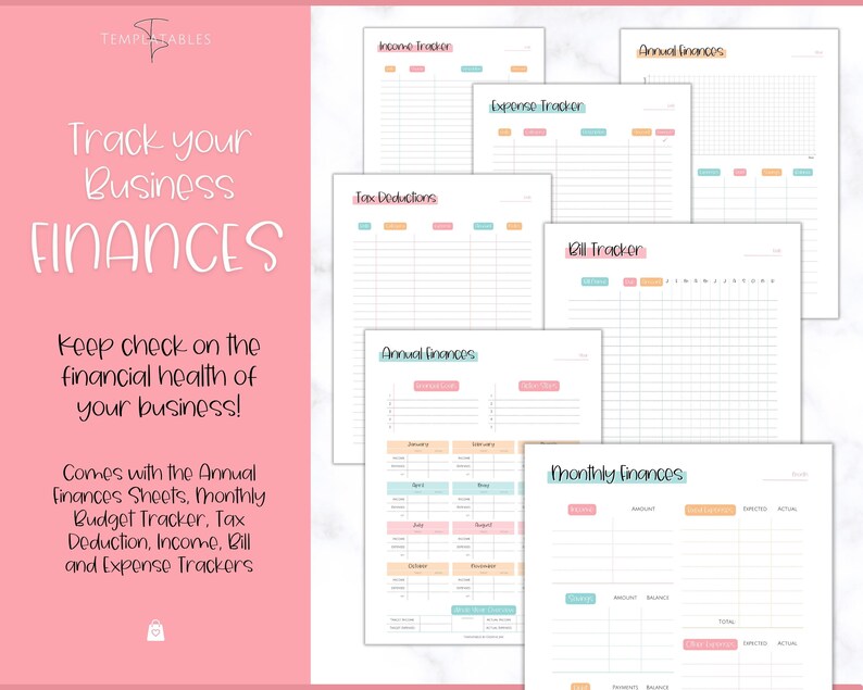 Business Planner Printable BUNDLE, Small Business Planner, Side Hustle, Business Trackers, Social Media, Finances, Content, Order, Etsy Shop image 7