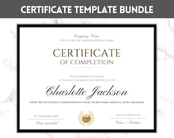 Certificate Template, Editable Certificate of Completion, Achievement, Award, Recognition, Hair, Massage, Lashes Course, Training, BUNDLE