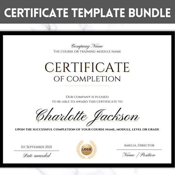 Certificate Template, Editable Certificate of Completion, Achievement, Award, Recognition, Hair, Massage, Lashes Course, Training, BUNDLE