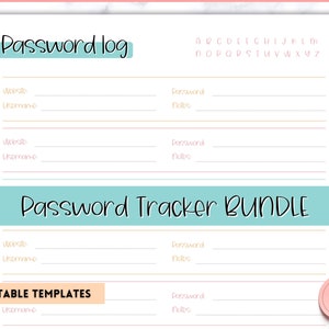 Printable Password Tracker BUNDLE, 3 Password Logs & Organizers ...