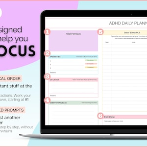 EDITABLE ADHD Digital Planner, Daily Planner Spreadsheet, Neurodivergent, Brain Dump, To Do List, Cleaning, Symptom Tracker, Google Sheets image 8
